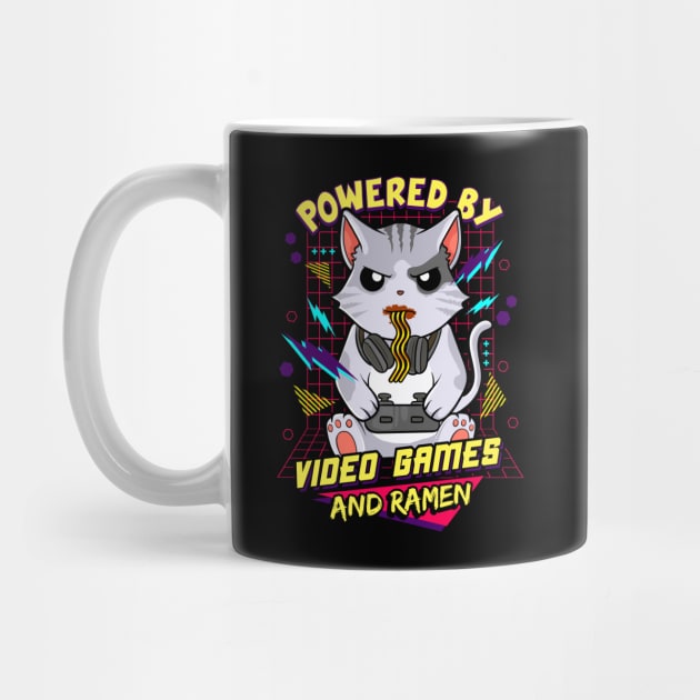 Powered By Video Games & Ramen Anime Cat by theperfectpresents